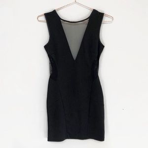 FCNY Black Mesh Inset Bodycon Dress